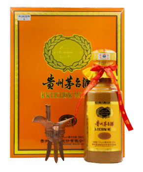 A Moutai Vintage 30 Year bottle, box, and traditional baijiu decanter.